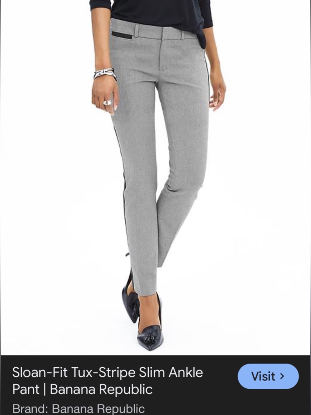 Banana Republic Sloan Curvy Fit Light Gray Tuxedo Stripe Ankle Pants